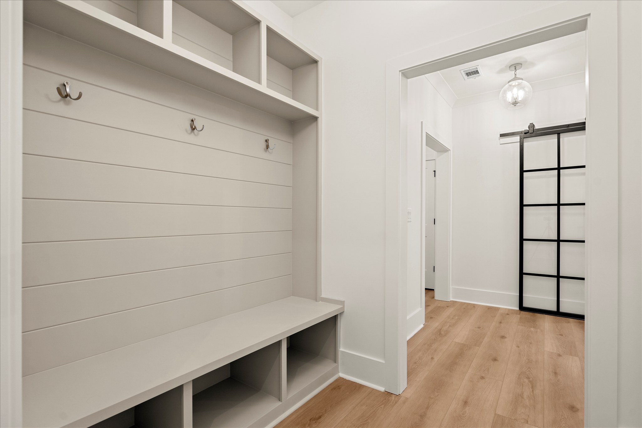 Forest and Stone — mudroom with shiplap built-ins